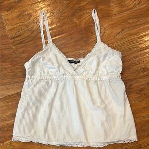 Brandy Melville White Smocked V-Neck Camisole